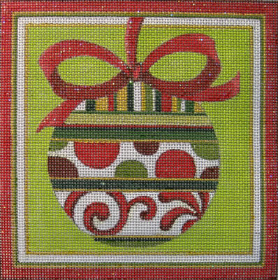 click here to view larger image of Red/Green Ornament (hand painted canvases)