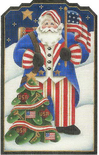 click here to view larger image of Patriotic Santa (hand painted canvases)