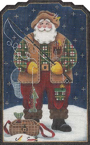 click here to view larger image of Fishing Santa (hand painted canvases)