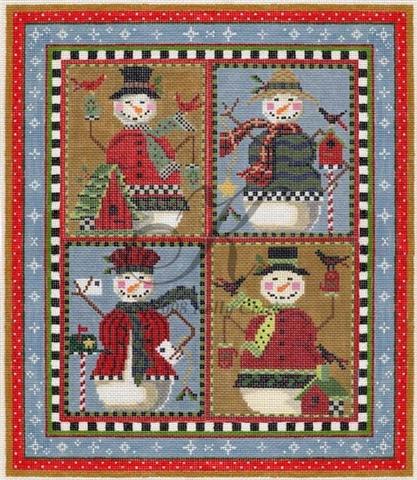 click here to view larger image of Lot's O' Snowmen - 13 Mesh (hand painted canvases)