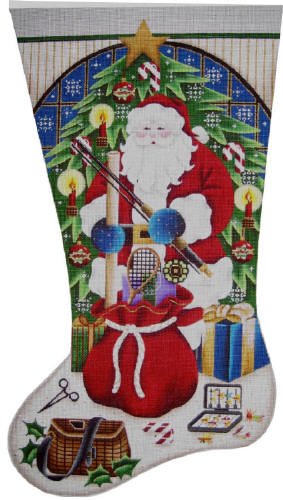 click here to view larger image of Fishing Christmas Stocking - 13 mesh (hand painted canvases)