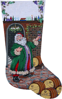 click here to view larger image of Wine Tasting Santa Stocking (hand painted canvases)