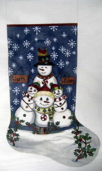 click here to view larger image of Holiday Hugs Stocking (hand painted canvases)