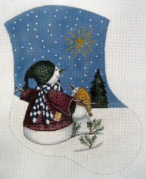 click here to view larger image of Snowmen with Shining Star - Mini Sock (hand painted canvases)