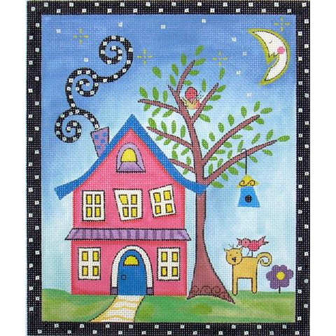 click here to view larger image of Pink House & Yard (hand painted canvases)