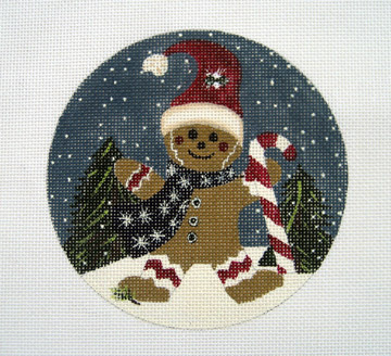 click here to view larger image of Gingerbread Man with Candy Cane (hand painted canvases)