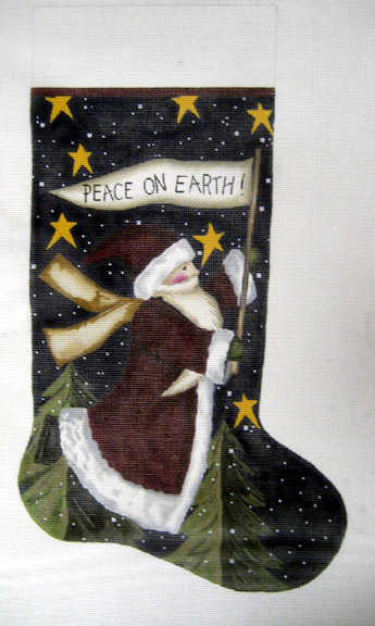 click here to view larger image of Peace on Earth Stocking (hand painted canvases)