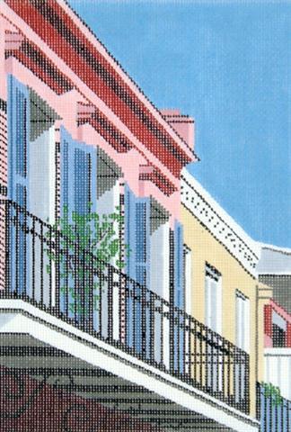 click here to view larger image of Blue Balcony (hand painted canvases)