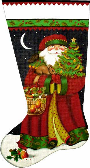 click here to view larger image of Forest Santa Claus - Santa Sock (hand painted canvases)