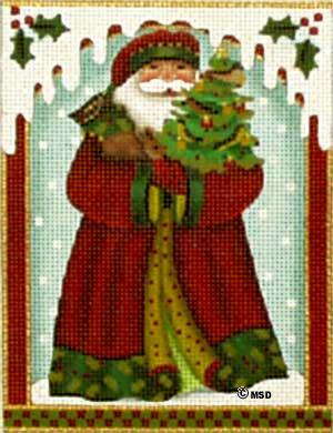 click here to view larger image of Forest Santa Ornament (hand painted canvases)