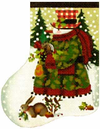 click here to view larger image of Forest Snowman Mini sock (hand painted canvases)