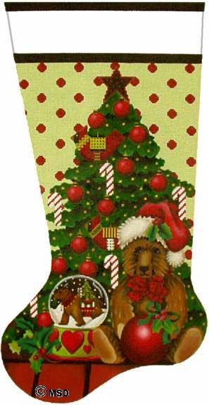 click here to view larger image of Teddy Bear Sock (hand painted canvases)