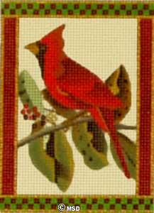 click here to view larger image of Vintage Bird Ornament - Cardinal (hand painted canvases)