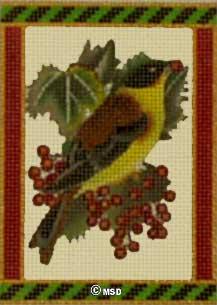 click here to view larger image of Vintage Bird Ornament - Yellow Breast (hand painted canvases)