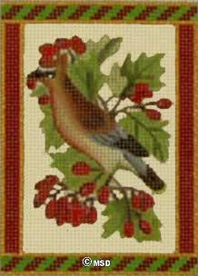 click here to view larger image of Vintage Bird Ornament - Wax Wing (hand painted canvases)