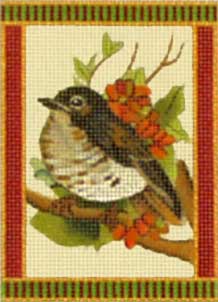 click here to view larger image of Vintage Bird Ornament - Warbler (hand painted canvases)