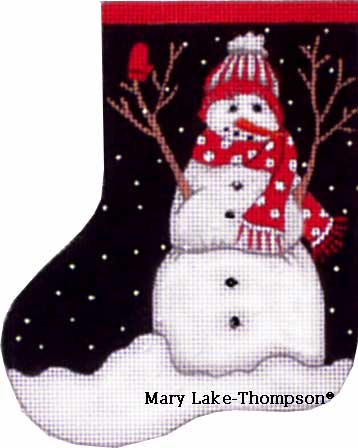 click here to view larger image of Mitten Snowman Mini Sock (hand painted canvases)