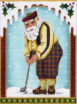 click here to view larger image of Golfing Santa Ornament (hand painted canvases)