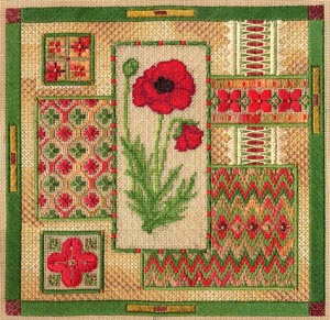 click here to view larger image of Red Poppy Collage (counted canvas work)