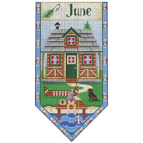 click here to view larger image of June Cottage Banner (hand painted canvases)
