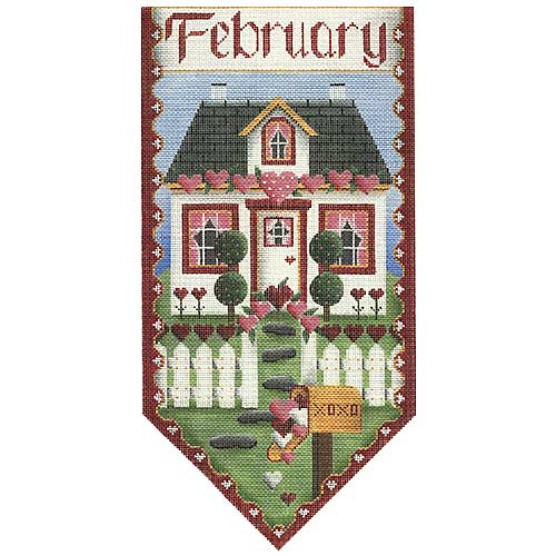 click here to view larger image of February Cottage Banner (hand painted canvases)
