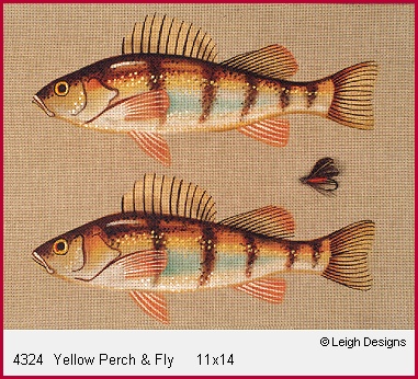 click here to view larger image of Yellow Perch & Fly (hand painted canvases)