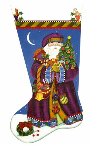 click here to view larger image of Fancy Santa Stocking (hand painted canvases)