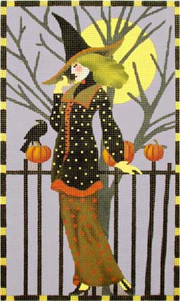 click here to view larger image of Witch with Fence with Crow (hand painted canvases)