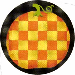 click here to view larger image of Fancy Pumpkins - Gold & Orange Checks (hand painted canvases)