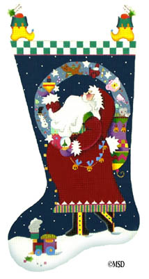 click here to view larger image of Magic Santa Stocking (hand painted canvases)