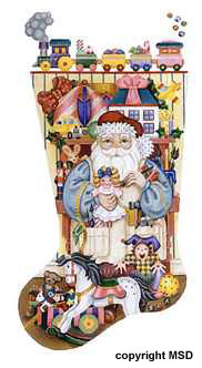 click here to view larger image of Toymaker Stocking (hand painted canvases)
