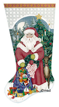 click here to view larger image of Victorian Santa Stocking (hand painted canvases)