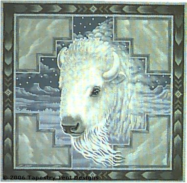 click here to view larger image of White Buffalo Pillow (hand painted canvases)