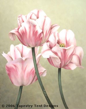 click here to view larger image of Pink and White Tulips - 18ct (hand painted canvases)