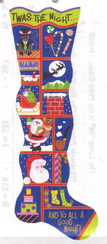 click here to view larger image of Twas The Night Before Christmas Stocking, The (hand painted canvases)