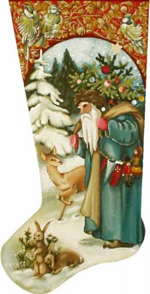 click here to view larger image of Old Fashioned Santa Stocking (hand painted canvases)