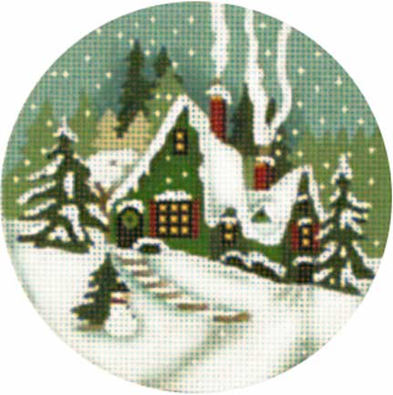 click here to view larger image of Green Cottage Ornament (hand painted canvases)