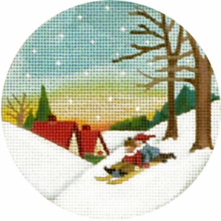 click here to view larger image of Sledders Cottage Ornament (hand painted canvases)