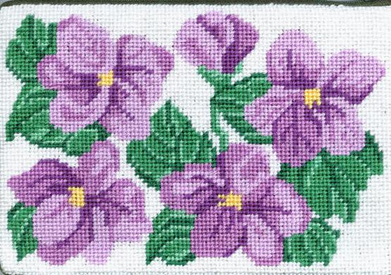 click here to view larger image of Sweet Violets Cosmetic Case (needlepoint kits)