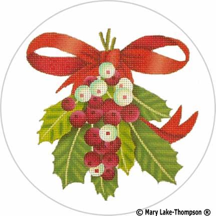 click here to view larger image of Holly Ornament (hand painted canvases)