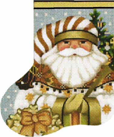 click here to view larger image of Golden Santa Mini Sock (hand painted canvases)