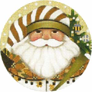 click here to view larger image of Golden Santa Ornament (hand painted canvases)