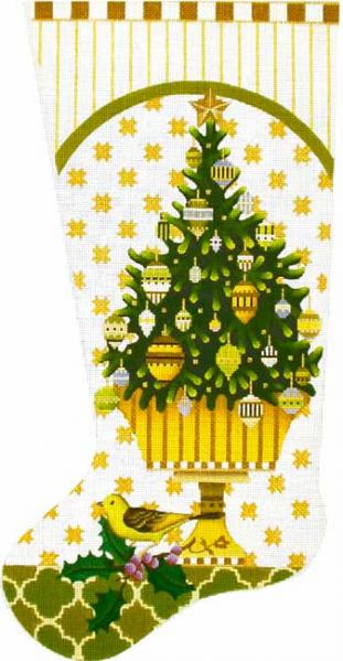 click here to view larger image of Golden Topiary Sock (hand painted canvases)