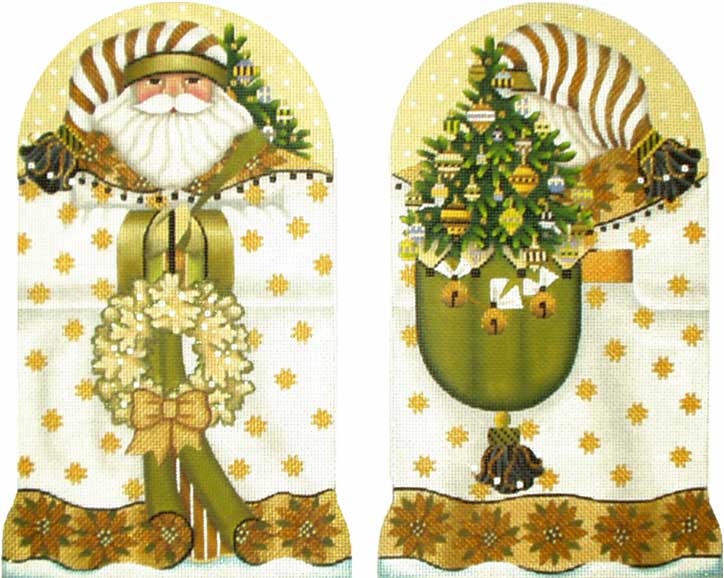click here to view larger image of Golden Santa (2 sided) (hand painted canvases)