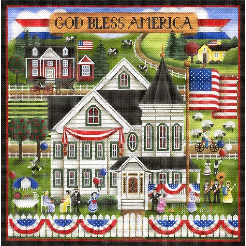 click here to view larger image of Patriotic Village (hand painted canvases)
