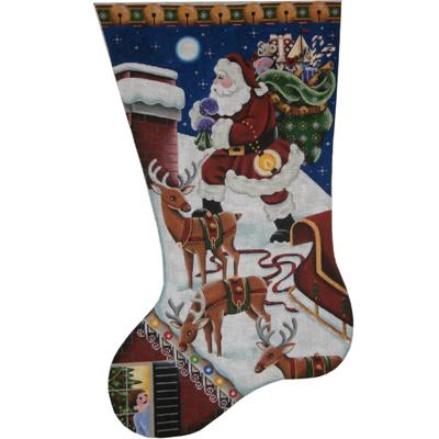 click here to view larger image of On The Roof Top Stocking  - 13M (hand painted canvases)