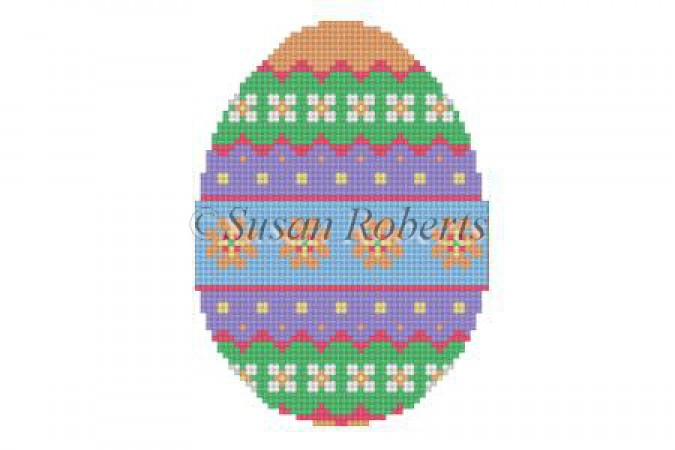 click here to view larger image of Floral Bands Egg (hand painted canvases)