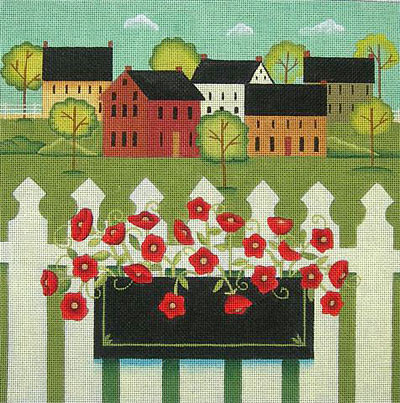 click here to view larger image of Town With Flower Box - Karen Cruden (hand painted canvases)
