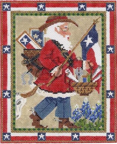 click here to view larger image of Texas Stitching Santa (hand painted canvases)