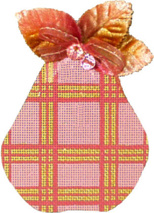 click here to view larger image of Pink Pears - Plaid   (hand painted canvases)